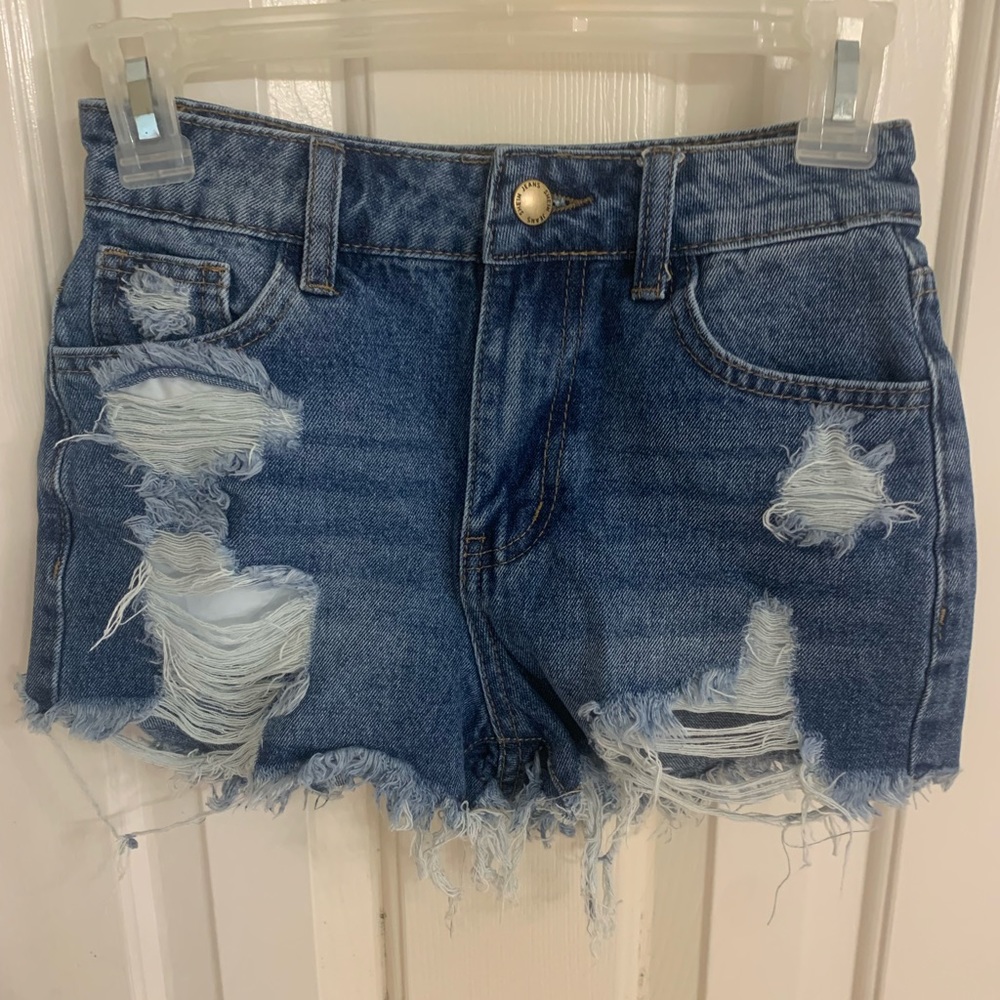 Shein girls distressed shorts